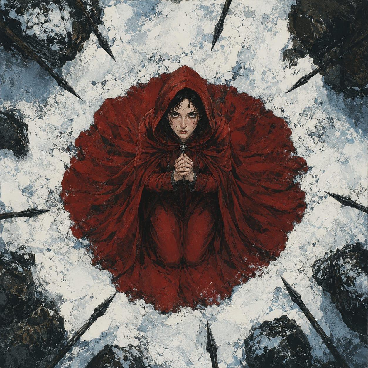 Adult Woman Crimson Hooded Cloak