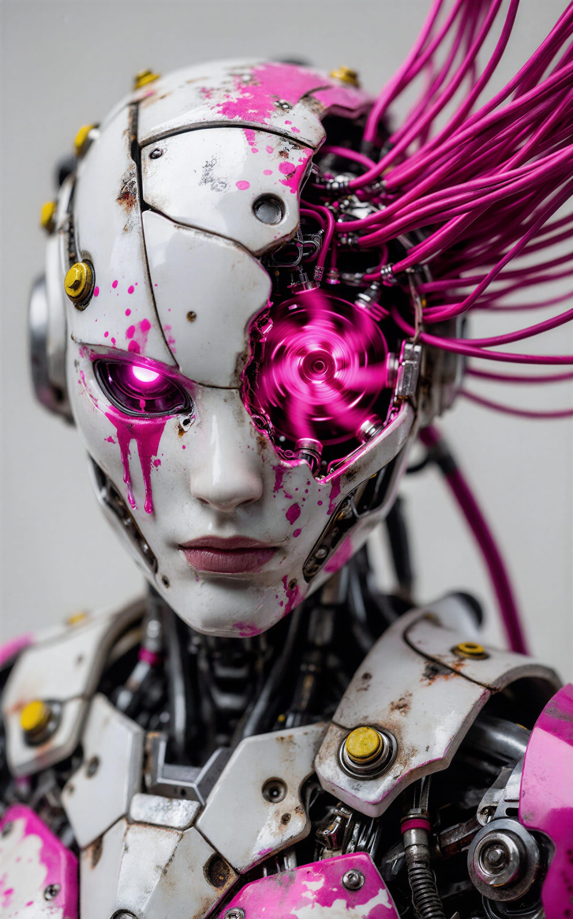 Asymmetrical Bust Portrait Feminine Android