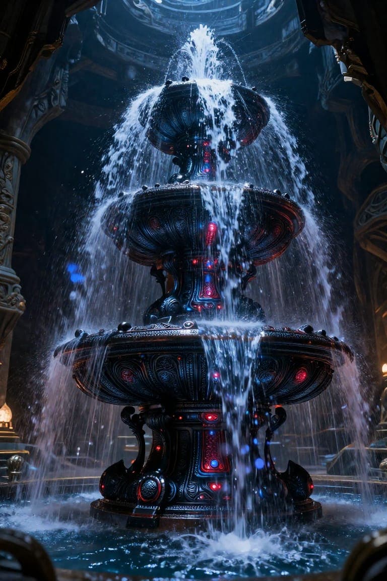 Cascading Water Fountain Structure Made