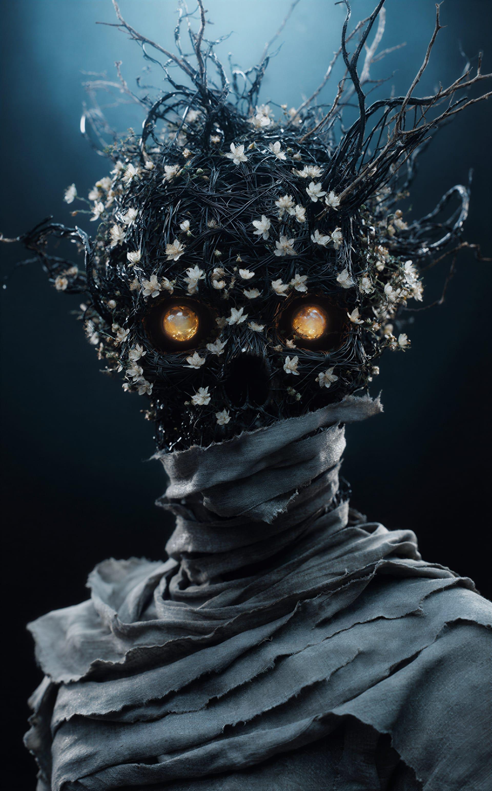 Close Portrait Humanoid Head Upper