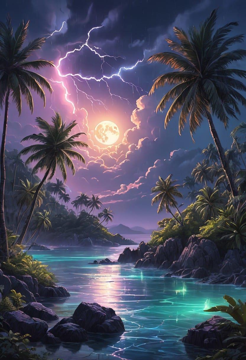 Fidji Island Night Thunderstorm Lightning