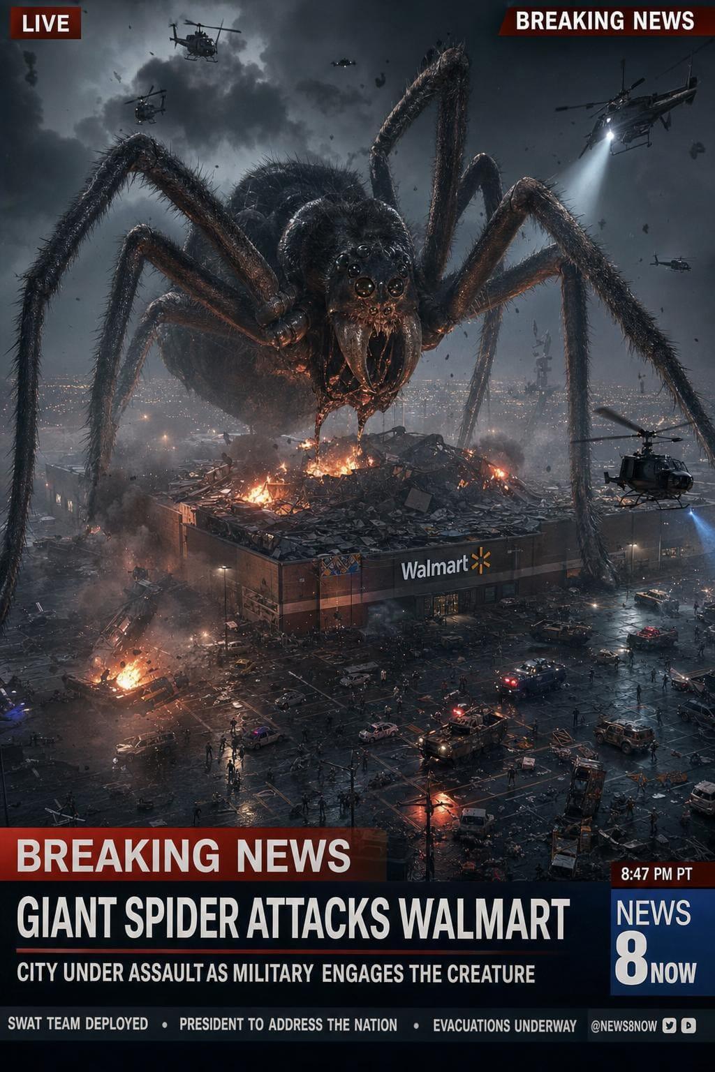 Giant Monstrous Spider Attacking Massive