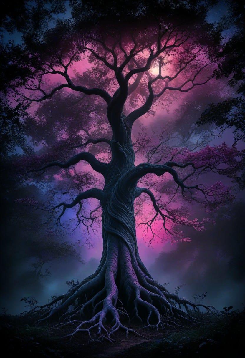 Glowing Tree Darkness This Digital