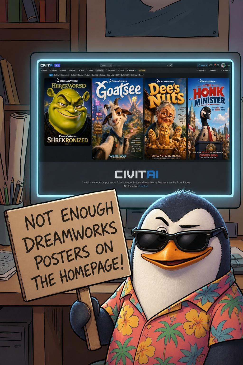 Have Penguin Holding Sign Face