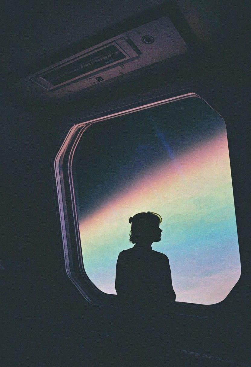 Silhouette Person Gazes Octagonal Spaceship