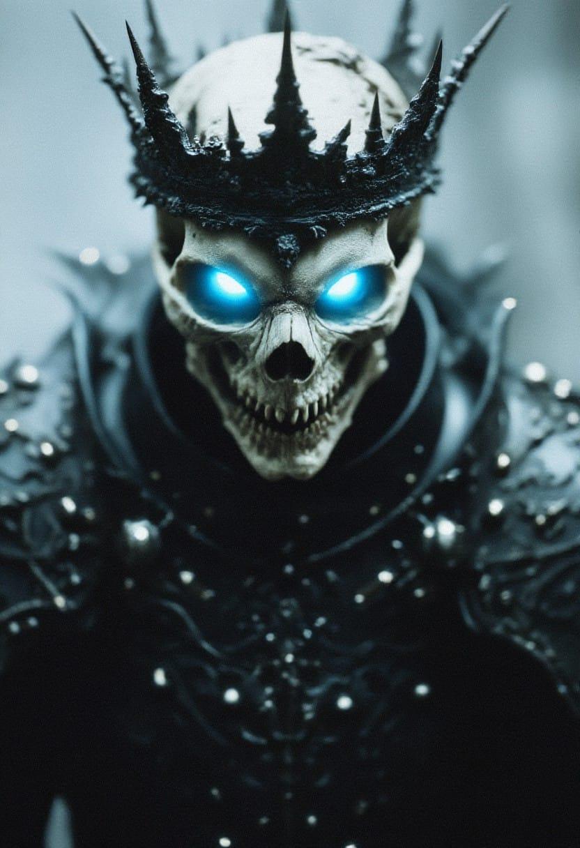 Skeletal King Wears Menacing Spiked