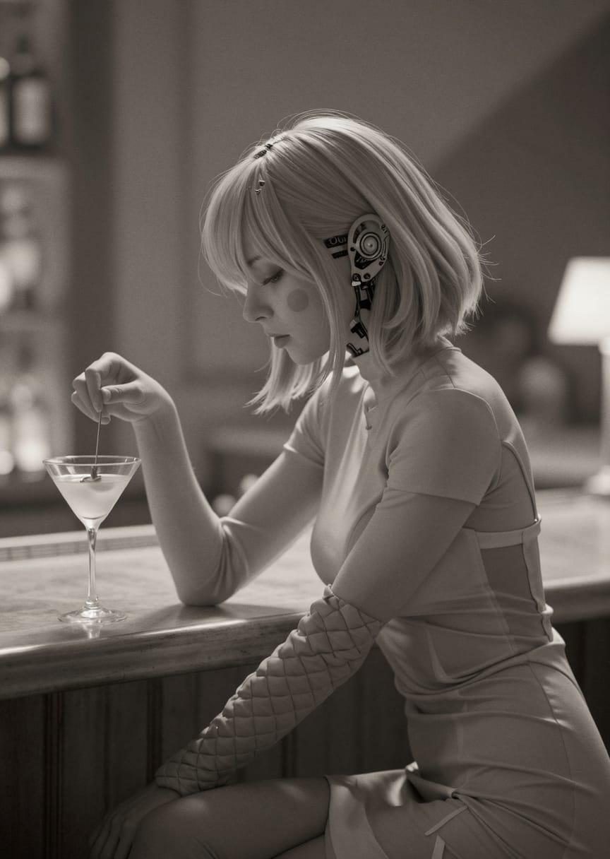 Stylized Young Woman With Mechanical