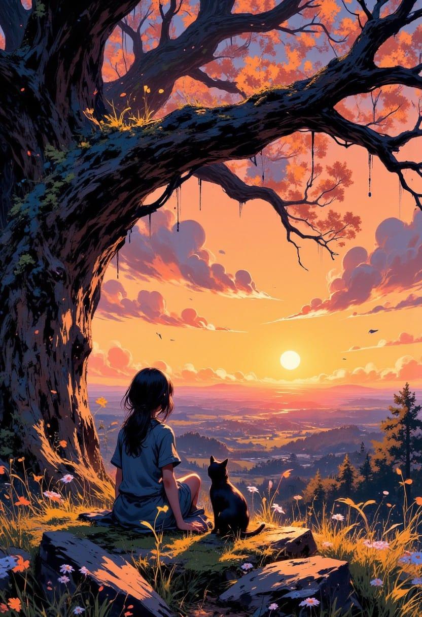 Sunset Hill With Beautiful View