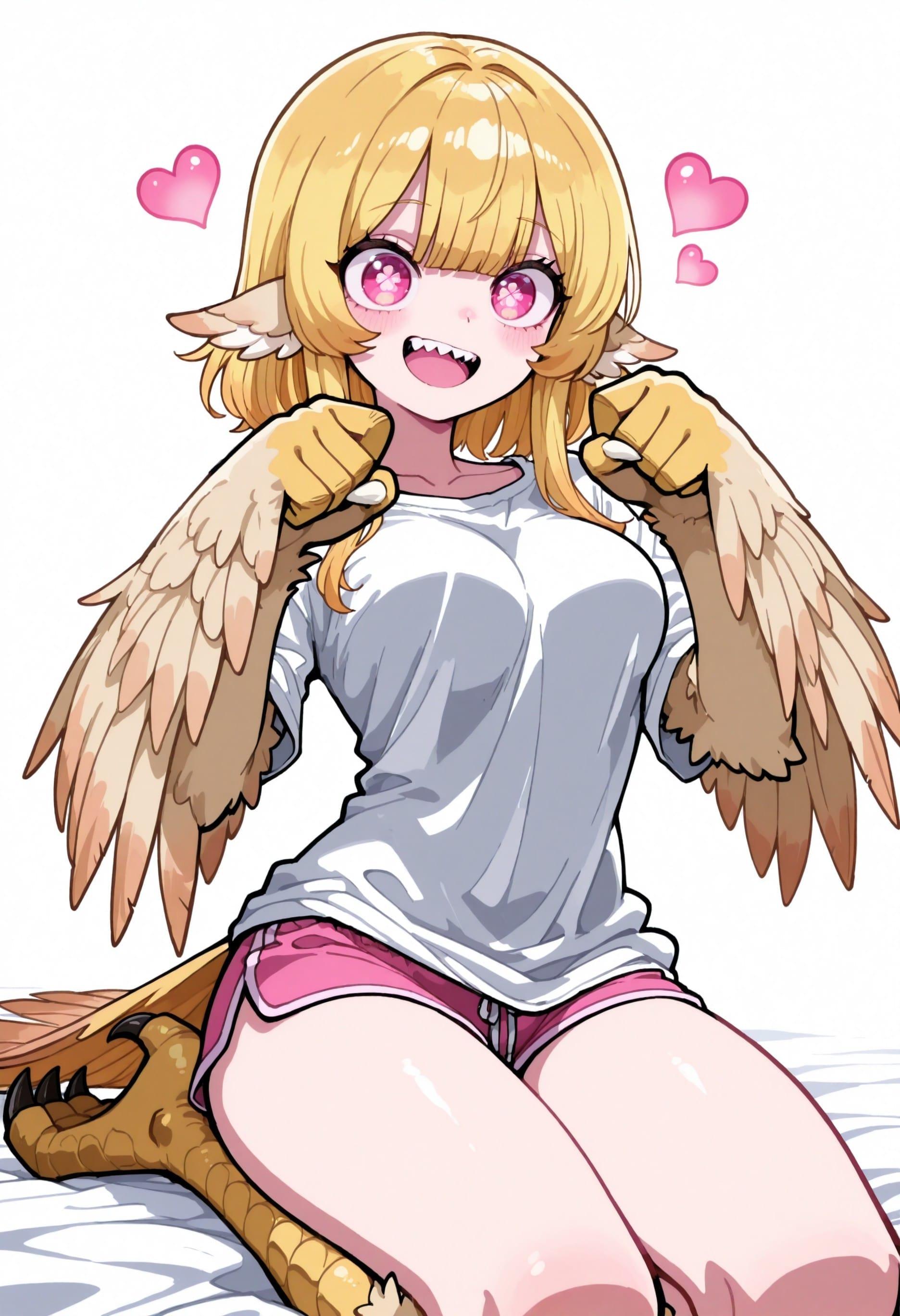 White Background Harpy Monster Girl